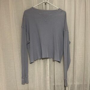 light blue waffle knit crop top